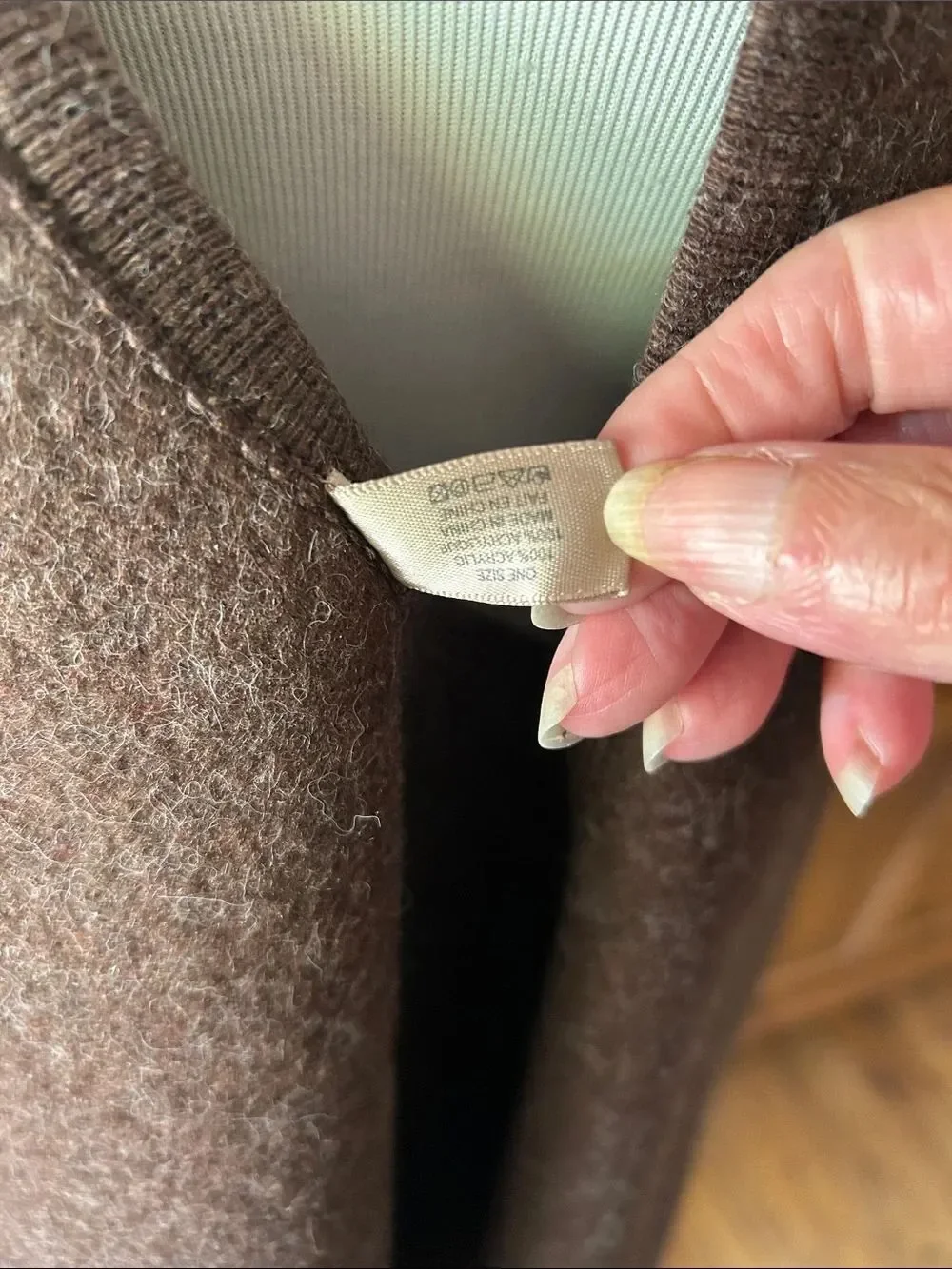 Reversible Brown and Cream Shawl-Collar Wrap